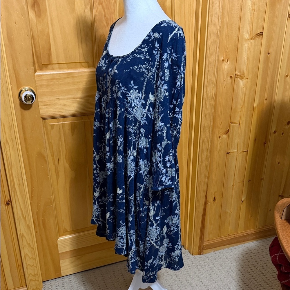 Ralph Lauren Denim & Supply Large Blue Floral/Bird Scoop-Neck Babydoll Dress. View 2